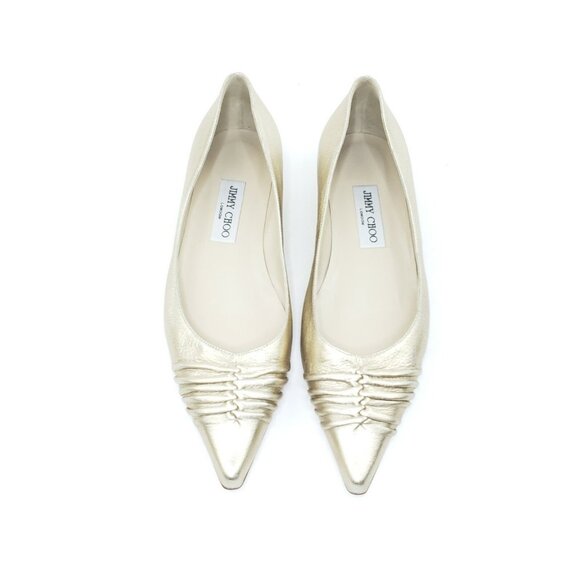 Jimmy Choo Gold Metallic Flats Pointed Toe Womens EUR 38.5 US 8.5 - Picture 3 of 16